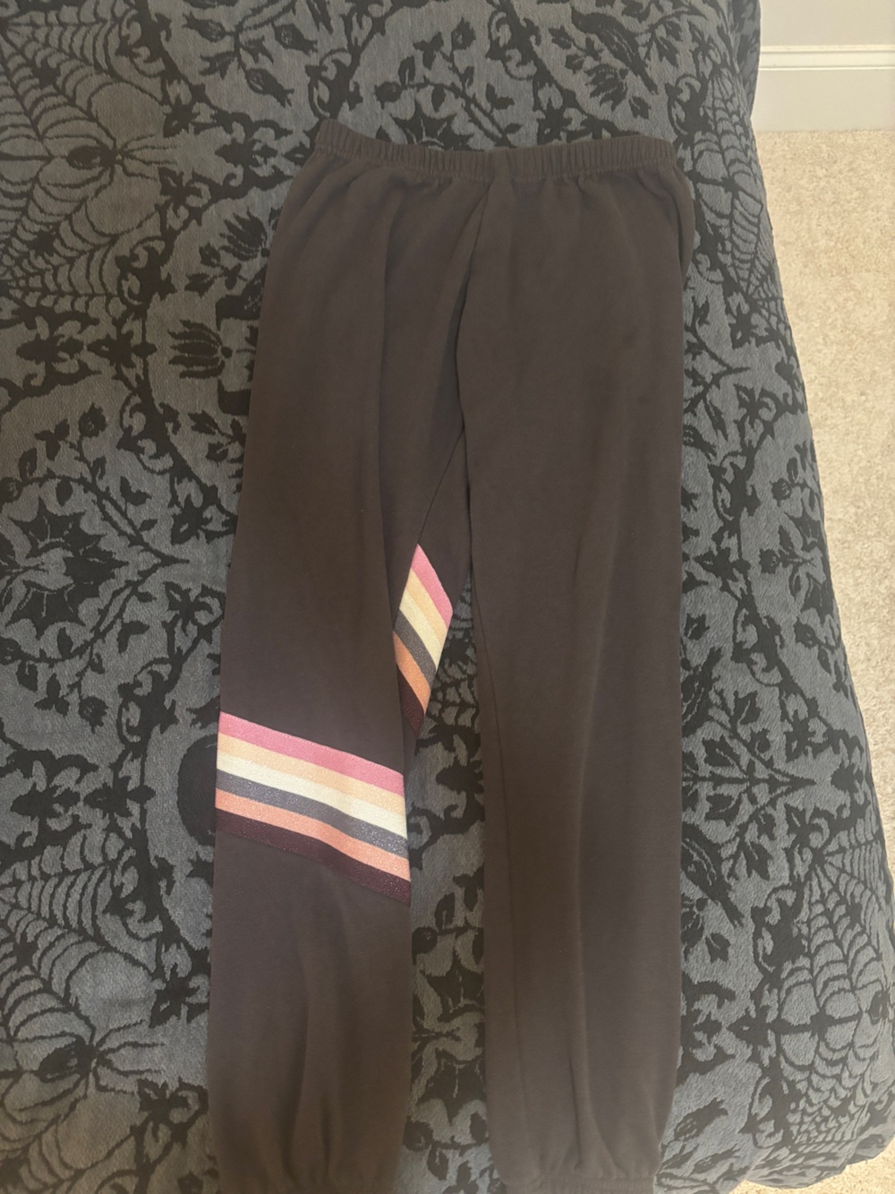 Spiritual Gangster Black Track Joggers with Multicolor Stripe